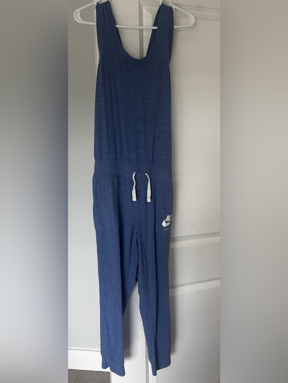 Nike Womens Vintage Navy Blue Jogger jumpsuit with White Drawstring